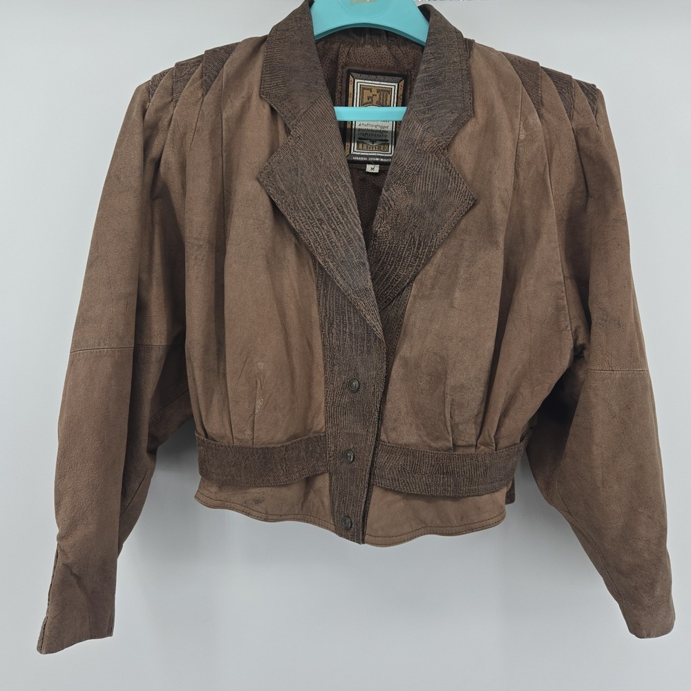 Vintage Brown G-III Leather Fashions Global Identity Cropped 100%Leather Jacket